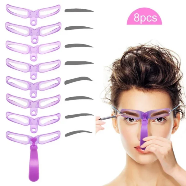 8 in 1 Reusable Eyebrow Template for Eyebrow Makeup - Image 2