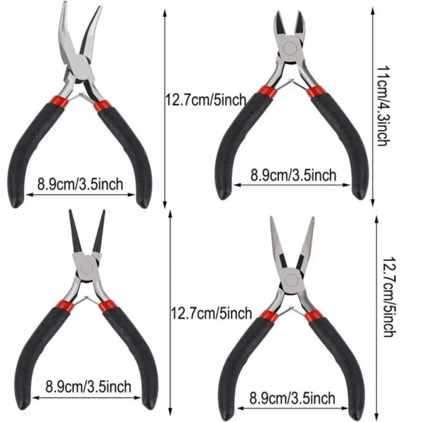 4 Pack Jewelry Pliers Jewelry Making Pliers Tools Kit with Needle Nose Pliers/Chain Nose Pliers, Round Nose Pliers - Image 2