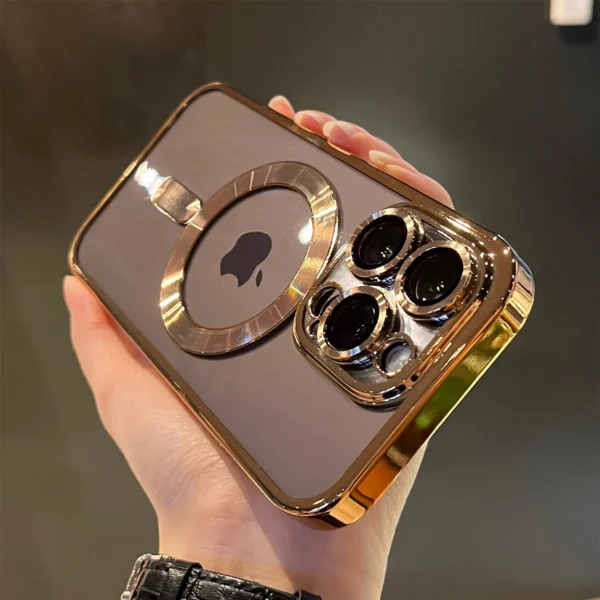 Luxury Magnetic Wireless Charge Plating Clear Case For iPhone 11 12 13 14 15 16 Pro Max Shockproof Silicone Cover